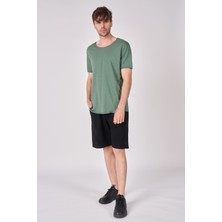 Defy's Erkek Kayık Yaka Kısa Kollu Regular Fit Basic Tişört Haki