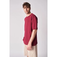 defy's Erkek Dokulu Oversize Bisiklet Yaka Kısa Kollu Tişört