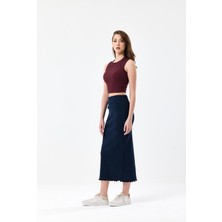 Pulur.co Bordo Bisiklet Yaka Kolsuz %95 Pamuklu Fitilli Kaşkorse Crop Atlet Body