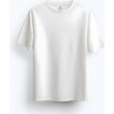 Alex Rosen 100% Pamuk Unisex Suprem Oversize Baskısız Bisiklet Yaka Beyaz Tişört