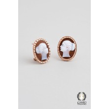 So CHIC Cameo Italiano 18 Ayar Rose Altın Kaplama Gümüş Tasarım Küpe