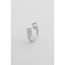 So CHIC İkonik Tasarım 18 Ayar Beyaz Altın Kaplama Gümüş Yüzük