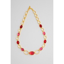 So CHIC Pembe Uyum 18 Ayar Sarı Altın Kaplama 45 cm Gümüş Tasarım Kolye