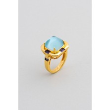 So CHIC Doğadaki Renkler 18 Ayar Sarı Altın Kaplama Gümüş Tasarım Yüzük
