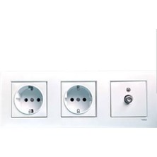 Viko Karre Beyaz 3 Lü Set Tv Uydu Prizi + Topraklı Priz + Topraklı Priz