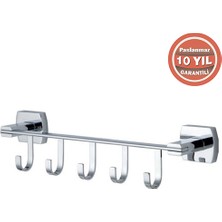Çelik Banyo MLN10-038 Paslanmaz Pirinç Milano 5'li Askılık Banyo Askısı