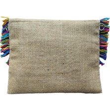 Vertiginoso Mavi Renkli Püsküllü Hasır Kadın Portföy Clutch El ve Kol Çantası