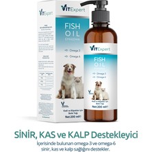 Vitexpert Kedi ve Köpekler Için Premium Fish Oil Omega 3 6 Içerikli Destekleyici Balık Yağı 200 ml