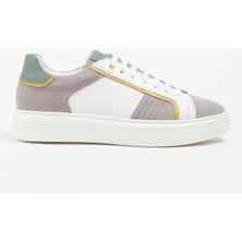 Galliano Shoes Salamanca  Deri Beyaz Soft Gri Süet Eva Hazır Taban Sneaker
