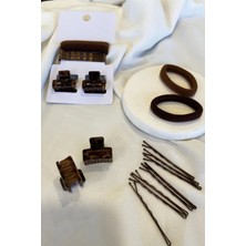 Barly Kahverengi Lastik Toka ve Mandal Toka Set