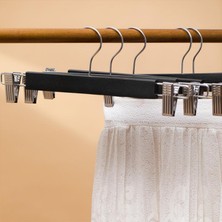 Dekohop Ahşap Etek Pantolon Askısı Mandallı Lüks Askılık Vernikli Renk 10 Adet