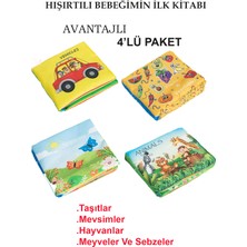 Bermody 4'lü Eğitici Hışırtılı Kumaş Bebeğimin Ilk Kitabı Mevsimler- Taşıtlar- Hayvanlar- Meyveler