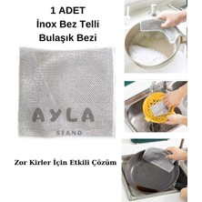 Ayla Stand 1 Adet Inox Bez Telli Bulaşık Bezi, Zor Kir Bezi, Mutfak Banyo Bezi