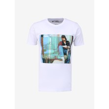 Ko Samui Bisiklet Yaka Baskılı Beyaz Erkek T-Shirt Kmtt S242 Waıt_snapshot Regular Fıt