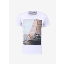 Ko Samui Bisiklet Yaka Baskılı Beyaz Erkek T-Shirt Kmtt S259 Saıl_graphıc Regular Fıt