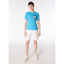 Ko Samui Bisiklet Yaka Desenli Mavi Erkek T-Shirt Kmtr S221 Mındset_craft&co Regular