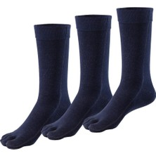 Bonny Silver Mantar Önleyici Parmaklı Soket Kadın Lacivert Gümüş Çorap 3'lü Paket