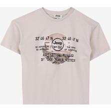 Jeep Taş Erkek Çocuk Bisiklet Yaka Oversized Baskılı T-Shirt C4SB-TST4034