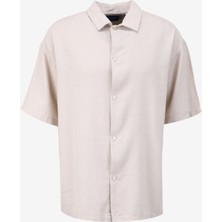 Jack & Jones Geniş Fit Krem Erkek Gömlek Jorfaro Lınen Oversızed Shırt Ss Sn
