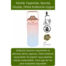 Premium 2 Lt Pipetli Kilitli Sızdırmaz Kapaklı Kamp Sağlıklı Motivasyon Suluk Matara Spor Su Şişesi