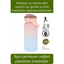 Premium 2 Lt Pipetli Kilitli Sızdırmaz Kapaklı Kamp Sağlıklı Motivasyon Suluk Matara Spor Su Şişesi