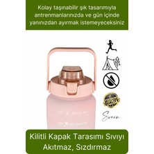 Premium 2 Lt Pipetli Kilitli Sızdırmaz Kapaklı Kamp Sağlıklı Motivasyon Suluk Matara Spor Su Şişesi