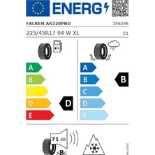 Falken 225/45 R17 94W Tl Xl Euroall Season As220 Pro Oto 4 Mevsim Lastiği (Üretim Yılı:2024)