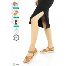 Mammamia Kadın Deri Düz Taban Ortopedik Günlük Sandalet M25/YS-CESS