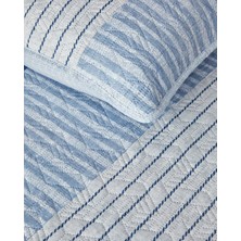 English Home Sleek Stripes Çift Kişilik Yatak Örtüsü Takımı Mavi