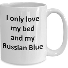 Bexdore Esprili Rus Mavi Kupa - Kupa Bardak Rus Mavi Kedi Kahve Fincanı - Ingilizce Kahve Kupası