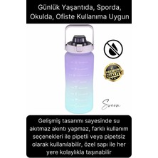 Premium 2 Lt Pipetli Kilitli Sızdırmaz Kapaklı Tutma Saplı Motivasyon Suluk Matara Sporcu Su Şişesi