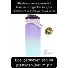 Premium 2 Lt Pipetli Kilitli Sızdırmaz Kapaklı Tutma Saplı Motivasyon Suluk Matara Sporcu Su Şişesi