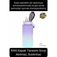 Premium 2 Lt Pipetli Kilitli Sızdırmaz Kapaklı Tutma Saplı Motivasyon Suluk Matara Sporcu Su Şişesi