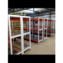 Rafburada Rafburada® 4 Katlı 3'lü Depo Rafı. 150-300 kg Taşıma Kapasiteli H. Rack 60X90X200