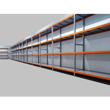 Rafburada Rafburada® 4 Katlı 3'lü Depo Rafı. 150-300 kg Taşıma Kapasiteli H. Rack 60X90X200