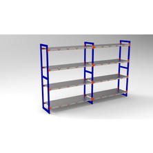 Rafburada Rafburada® 4 Katlı Duble Depo Rafı. 150-300 kg Taşıma Kapasiteli H. Rack 50X150X200