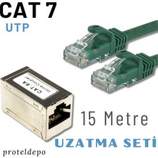 Proteldepo 15 Metre Cat7 Utp Kablo Uzatma Seti, Ethernet Kablo ve Ekleyici