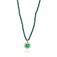 Midyat Nurtaş Gümüş Paraiba Taşlı 925 Ayar Gümüş Aşk Kolyesi 201023065