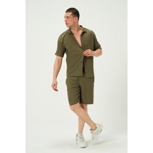 Polo State Erkek Crinkle Kumaş Regular Fit Şort Yeşil