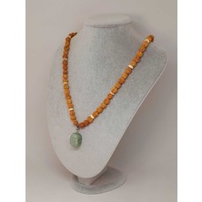 Yaşam Tohumu Amazonit Taşlı Rudraksha Tohum Kolye Dolama Bileklik 8mm (49700)