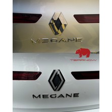 Tear Now Renault Megane 4 (2016-2024) Yeni Tasarım Amblem Kaplama Sticker - Piano Black, Siyah & Gri