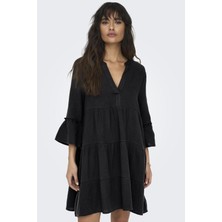Only Onlthyra Organik Pamuklu Regular Fit V Yaka Mini Elbise Bayan Elbise 15267999