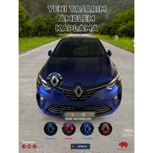 Tear Now Renault Clio 5 (2019-2024) Uyumlu Yeni Tasarım Amblem Kaplama Sticker - Piano Black, Siyah & Gri
