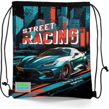 Coral High Kids Siyah Nefti Yarış Arabasıipli Büzgülü Sırt Çantası 12650