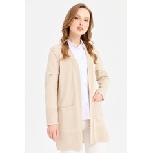 Desen Triko Kadın Triko Araboy Yazlık Ince Ceket Bej