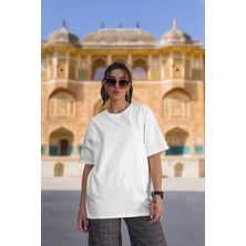 Fuddy Moda Unisex Oversize Basic Siyah-Beyaz Tişört, Geniş Kalıp Baskısız Düz T-Shirt
