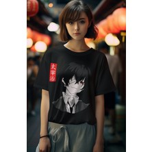 Fuddy Moda Oversize Bungou Stray Dogs Tişört, Unisex Anime Baskılı T-Shirt