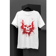 Fuddy Moda Unisex Kuru Kafa Baskılı Tişört, Oversize Püskürtme Baskılı T-Shirt