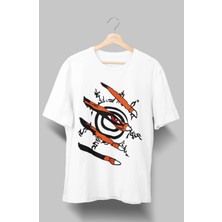 Fuddy Moda Oversize Naruto Kurama Tişört, Unisex Anime Baskılı T-Shirt