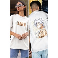 Fuddy Moda Unisex Sırt Baskılı Gear 5 Luffy Tişört, Oversize Özel Tasarım Baskı Anime T-Shirt